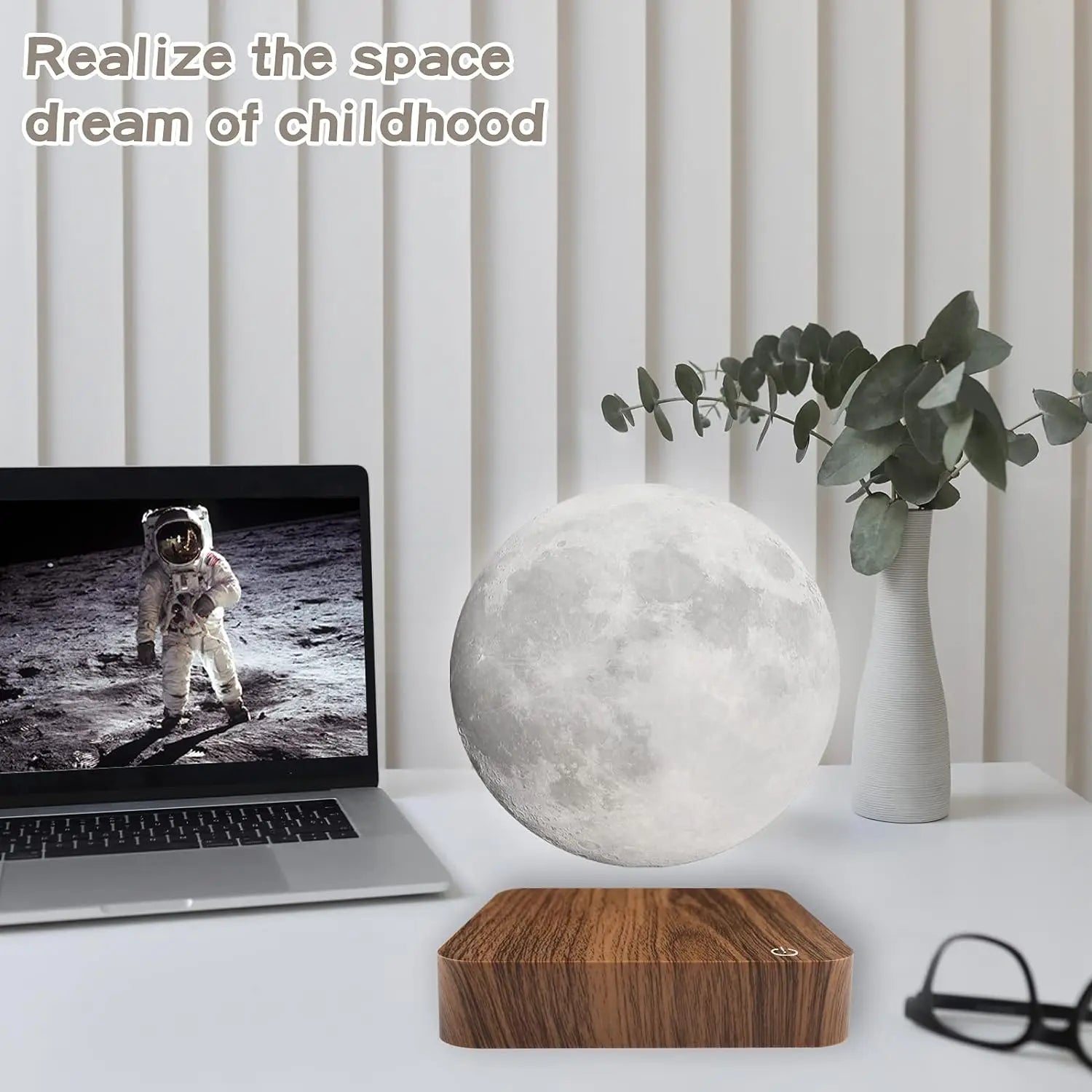 Magnetic Floating Moon Lamp with Wooden Base
